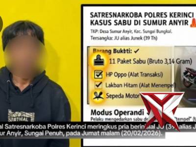 POLRES KERINCI GAGALKAN PEREDARAN 11 PAKET SABU MODUS "SISTEM TEMPEL" 

?
