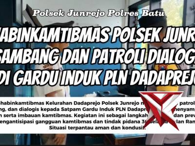 Bhabinkamtibmas Polsek Junrejo Sambang dan Patroli Dialogis di Gardu Induk PLN Dadaprejo