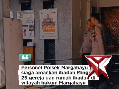 Polsek Margahayu Polresta Bandung melaksanakan kegiatan pengamanan gereja