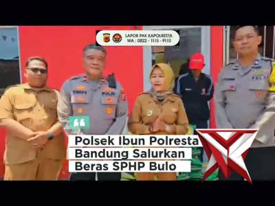 Polsek Ibun Polresta Bandung menyalurkan bantuan beras Stabilisasi Pasokan dan Harga Pangan