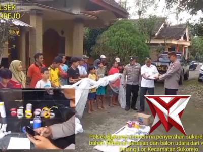 Polsek Sukorejo Amankan Bahan Peledak dan Bahan Balon Udara dari Hasil Kesadaran Masyarakat
