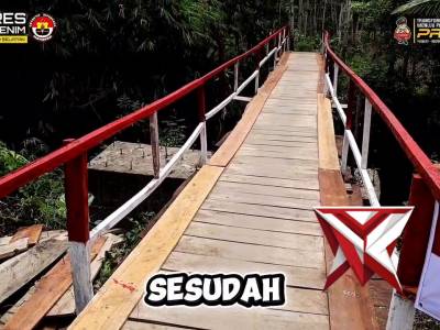 Gerak Cepat Polres Muara Enim Perbaiki Jembatan Penghubung Antar Kampung di Desa Karang Raja