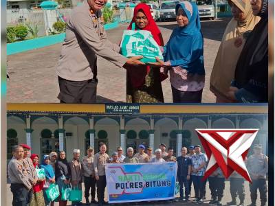 GIAT BAKTI SOSIAL BULAN RAMADHAN POLRES BITUNG DI MASJID ANNUR KELURAHAN GIRIAN BAWAH KOTA BITUNG. - PoliceTube