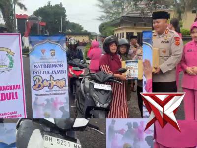 Brimob Populis ( Polisi Peduli Lingkungan Sosial ) Satbrimob Polda Jambi bersama Bhayangkari Berbagi