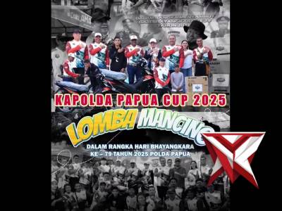 Lomba Mancing Kapolda Papua Cup 2025 yang berlangsung meriah di Kolam Pemancingan Wakoba