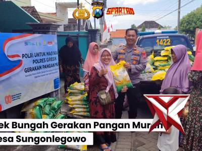 Polsek Bungah Gelar Gerakan Pangan Murah Beras SPHP di Desa Sungonlegowo