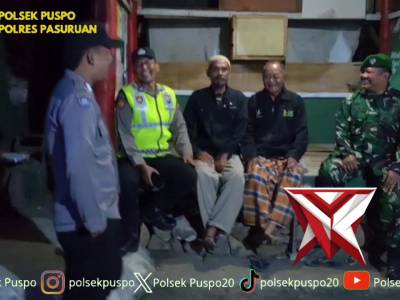 Sinergitas TNI POLRI dan 3 pilar wilayah Kecamatan Puspo giat patroli bersama menjaga harkamtibmas
