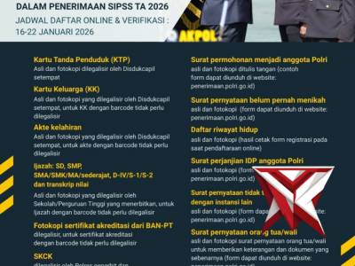 Pendaftaran SIPSS Polri 2026 Berakhir Besok, Jangan Lewatkan Jalur Emas Jadi Perwira

Kepolisian Neg
